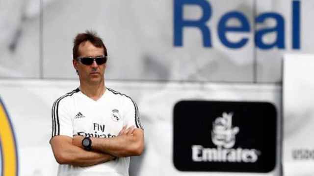Julen Lopetegui dirige un entrenamiento del Real Madrid
