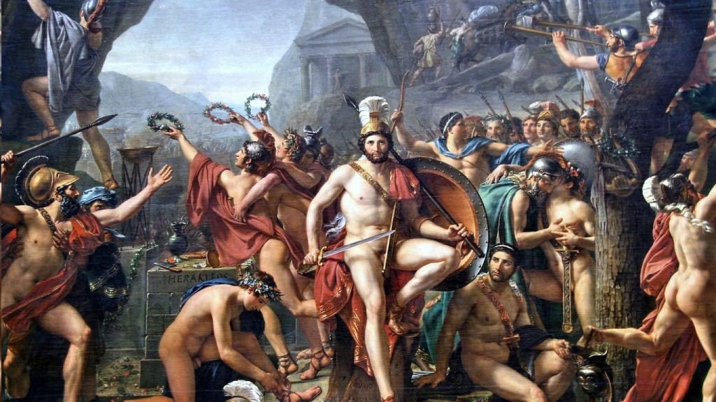 Leónidas en las Termópilas, por Jacques-Louis David.