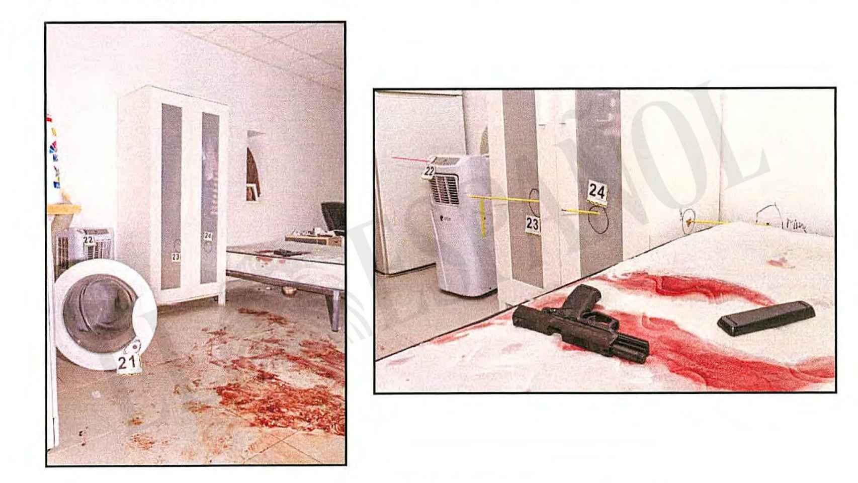 Imágenes del informe de la Policía Científica sobre el tiroteo.