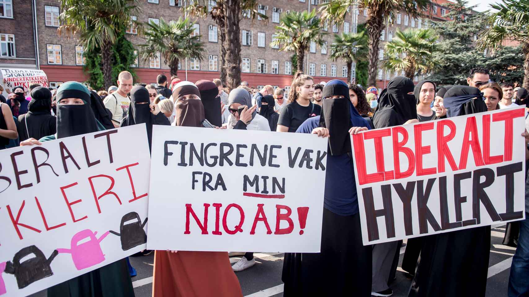 Manifestantes en Dinamarca.