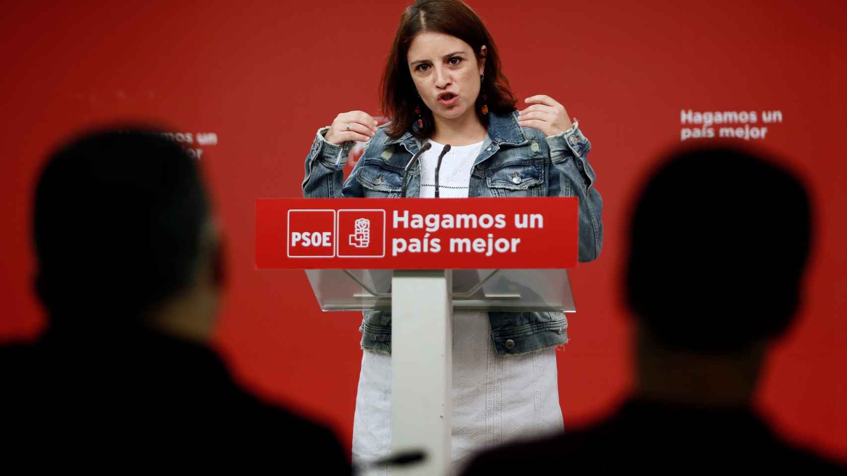 Adriana Lastra, la semana pasada en la sede del PSOE en Ferraz.