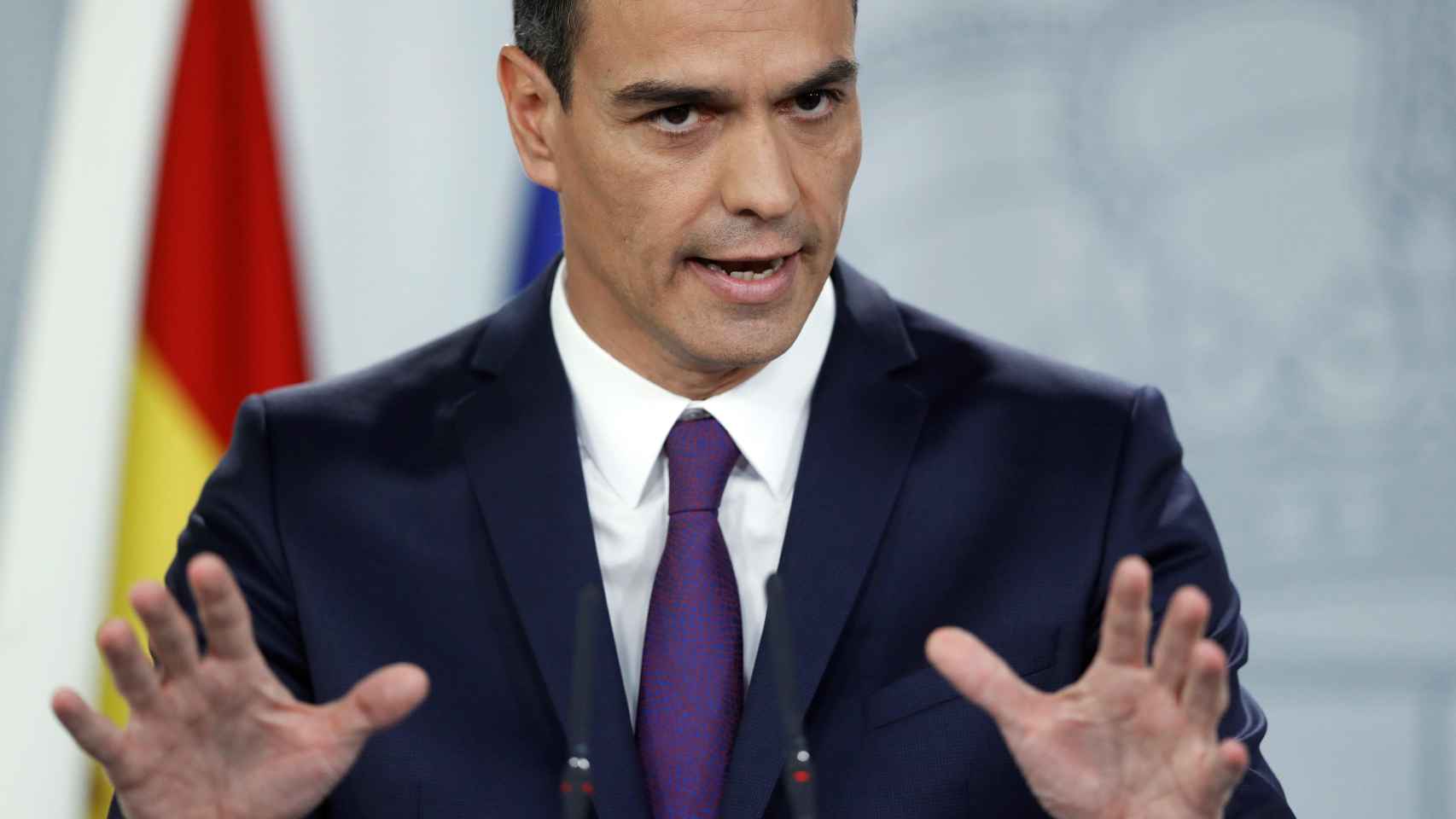 Pedro Sánchez, durante su comparecencia en la Moncloa tras el Consejo de Ministros.