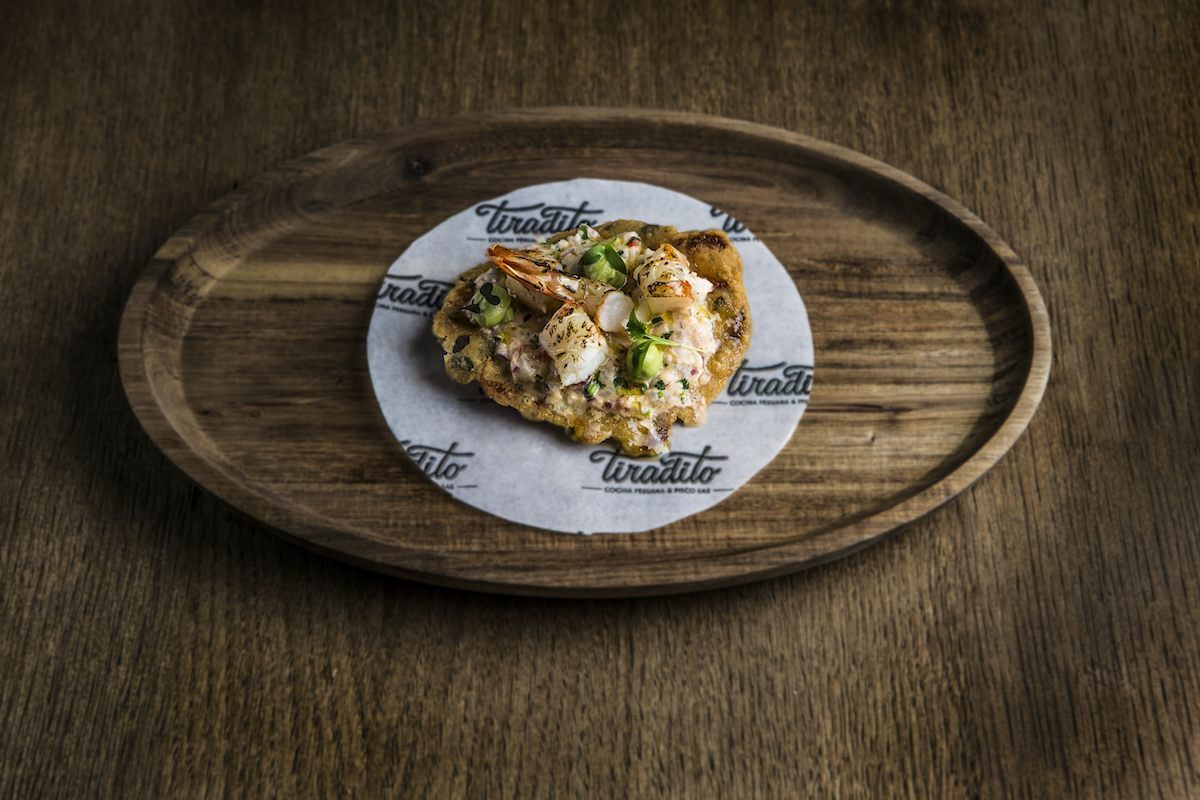 Tiradito - tortita camarones
