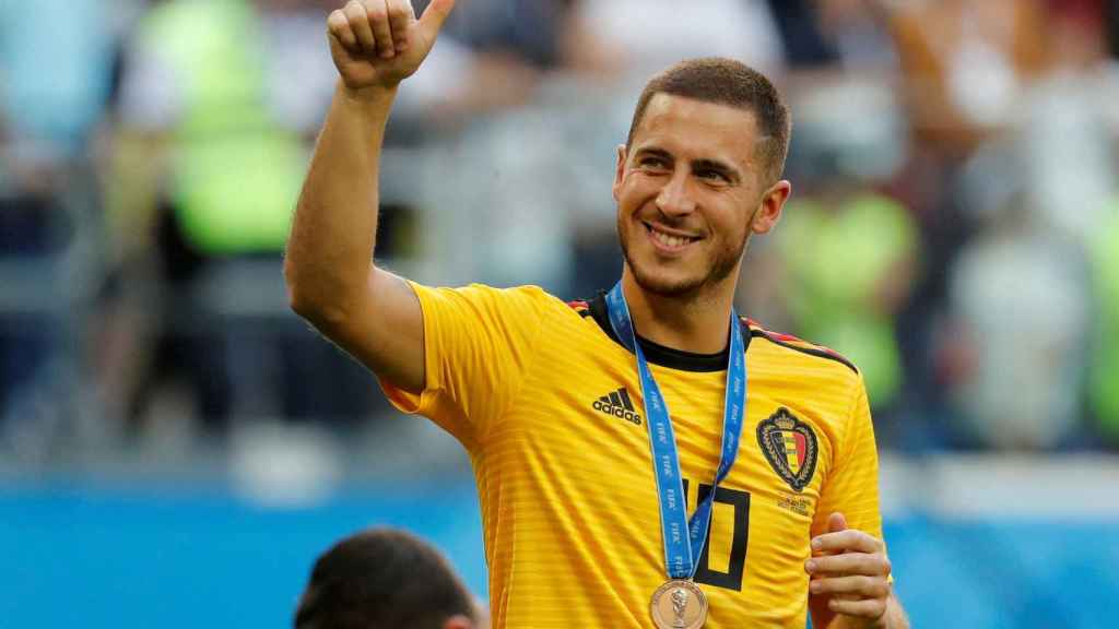 Hazard celebra el tercer puesto con Bélgica en el Mundial de Rusia