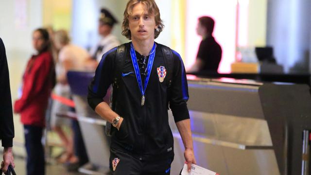 Modric durante la concentración con Croacia