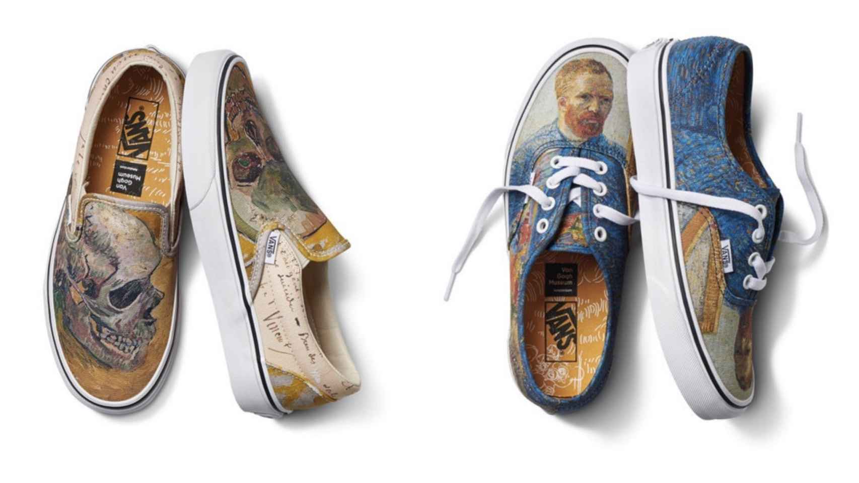 Dos diseños de la nueva colección de 'Vans' en colaboración con el museo Van Gogh.