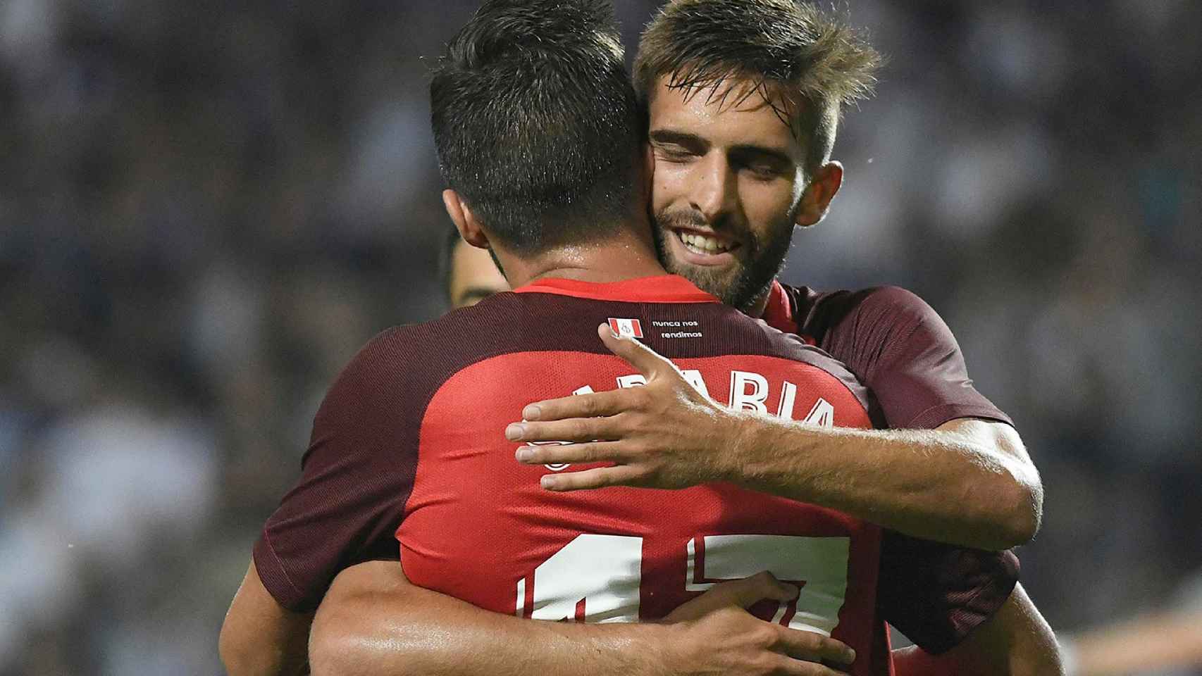 Celebración de un gol del Sevilla