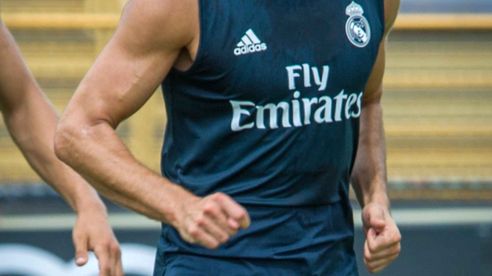 Benzema, durante un entrenamiento.