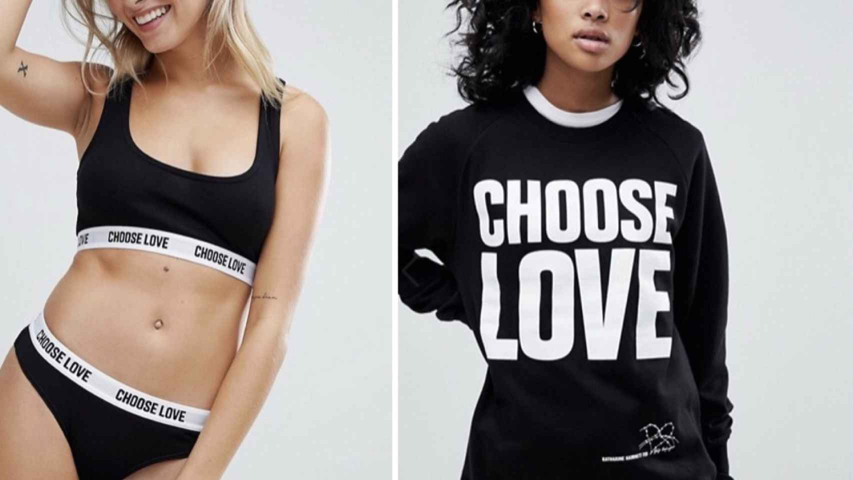 Dos diseños de la colección 'Choose Love' de 'Asos'.