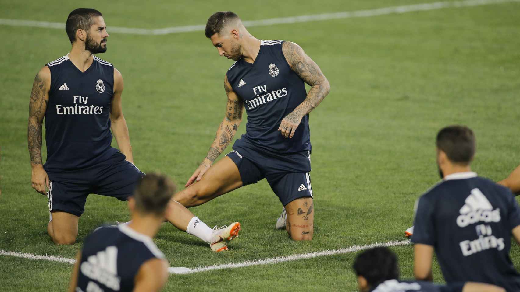 Ramos e Isco entrenan con el Madrid