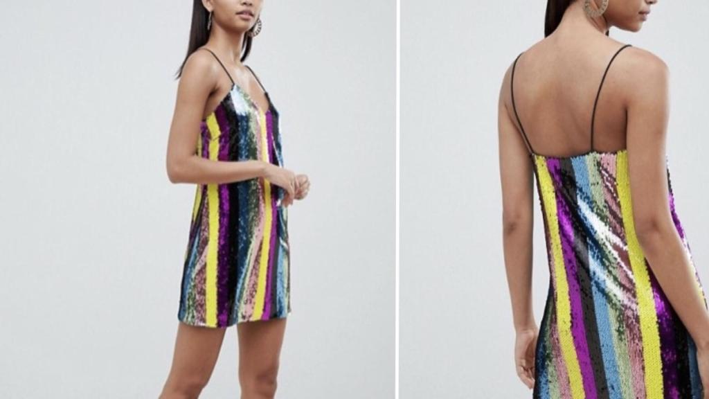 Vestido estilo camisola de lentejuelas de Asos.
