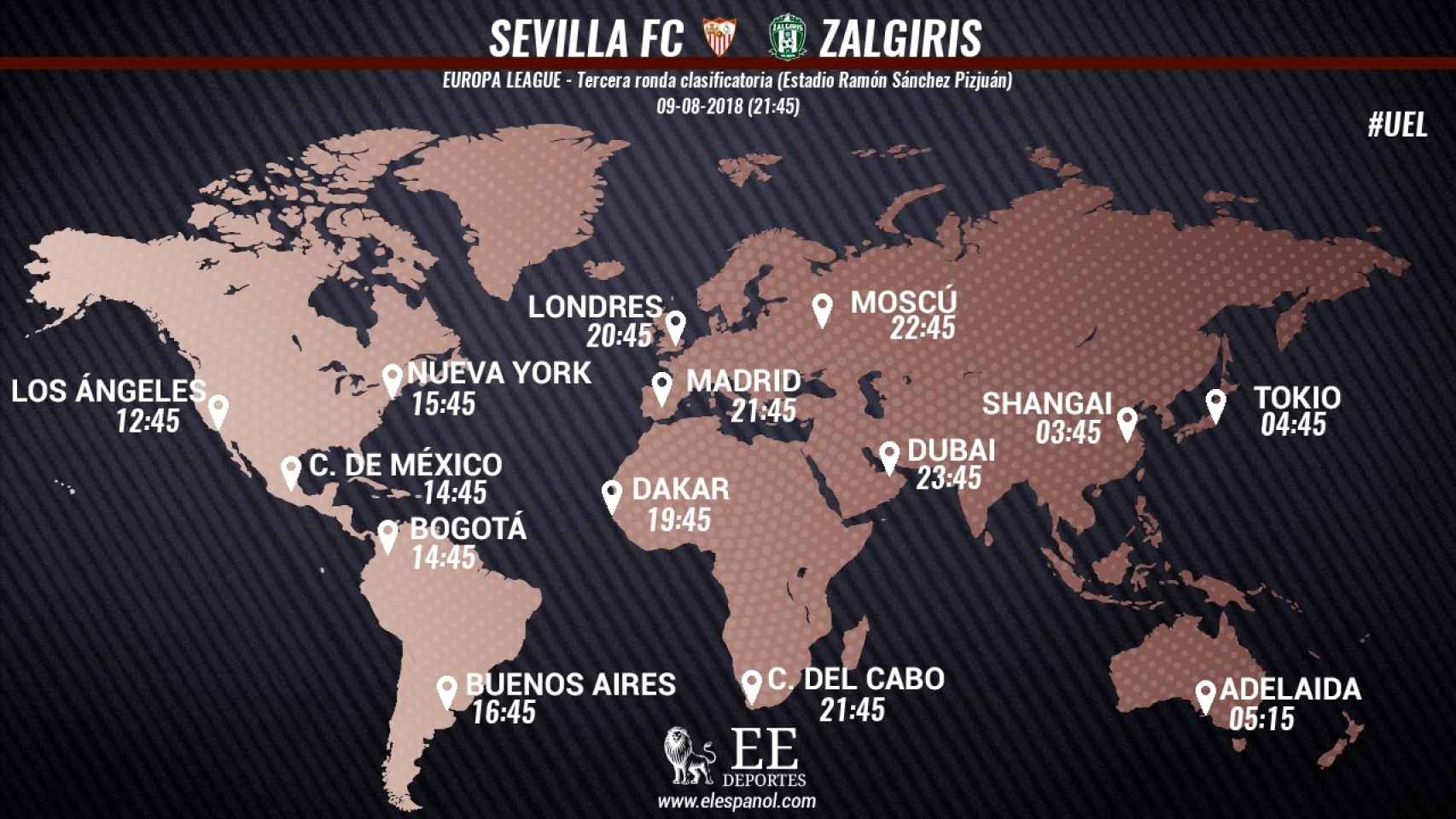 Horario del partido entre el Sevilla y el Zalgiris