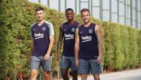 Lenglet, Semedo y Arthur acuden a un entrenamiento del Barcelona. Foto: Twitter (@FCBarcelona)