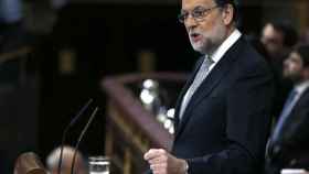 El expresidente del Gobierno, Mariano Rajoy, en la tribuna del Congreso de los Diputados.