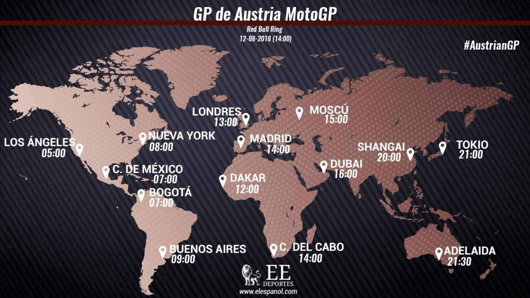 Horario internacional del Gran Premio de Austria de MotoGP