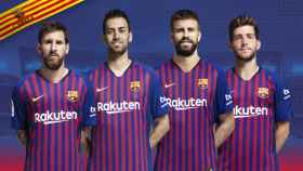 Messi, Sergio Busquets , Piqué y Sergi Roberto, nuevos capitanes del FC Barcelona. Foto: fcbarcelona.es