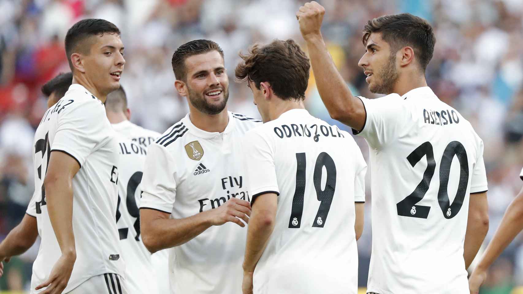 Asensio celebra un gol en el Trofeo Santiago Bernabéu