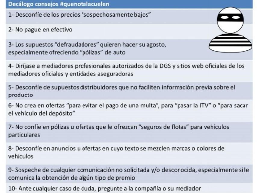 Decálogo para detectar seguros falsos.