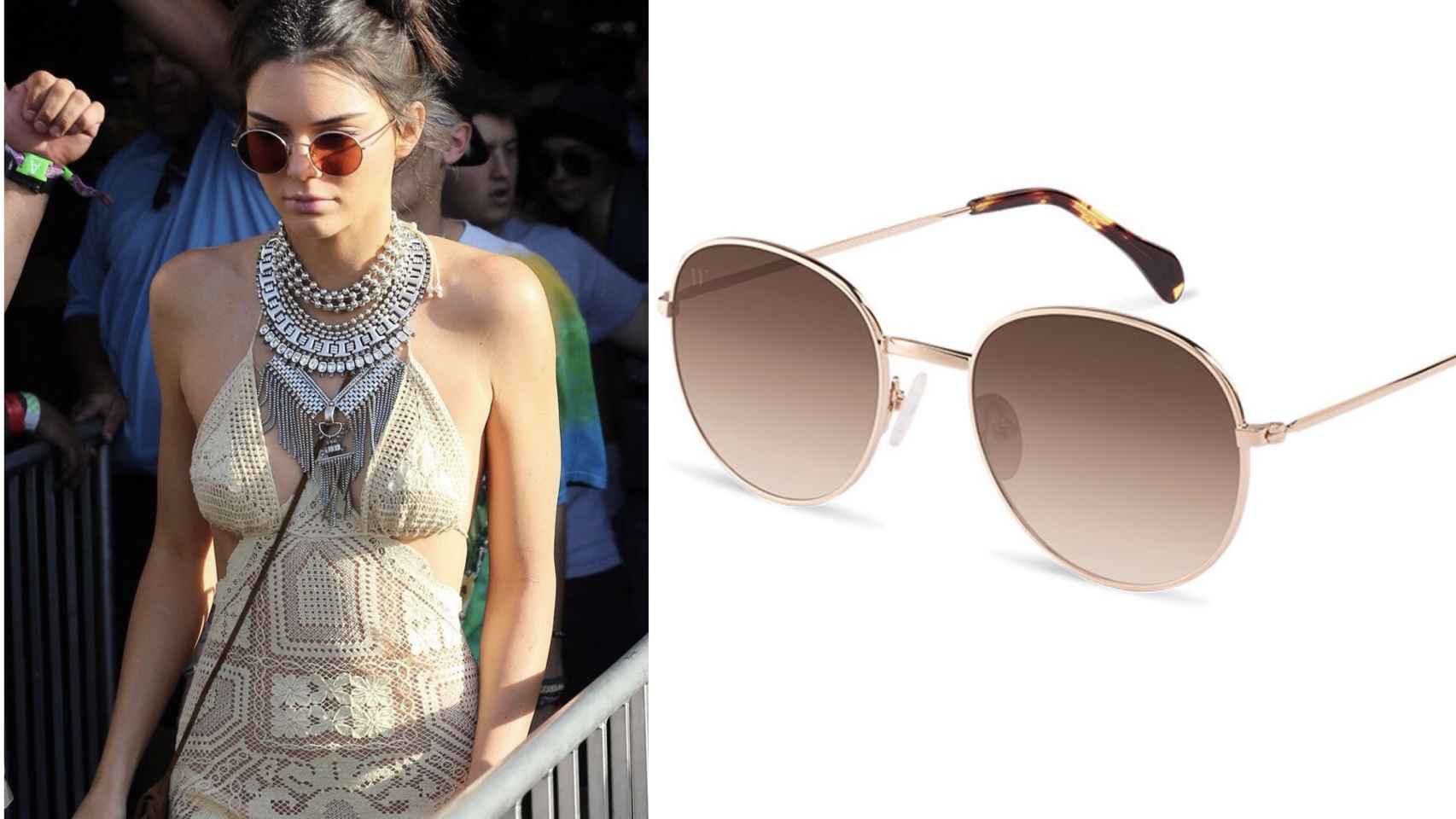 El modelo 'Akela Gold Flamingo' de 'Wolfnoir', muy similar a las gafas de Kendall Jenner.