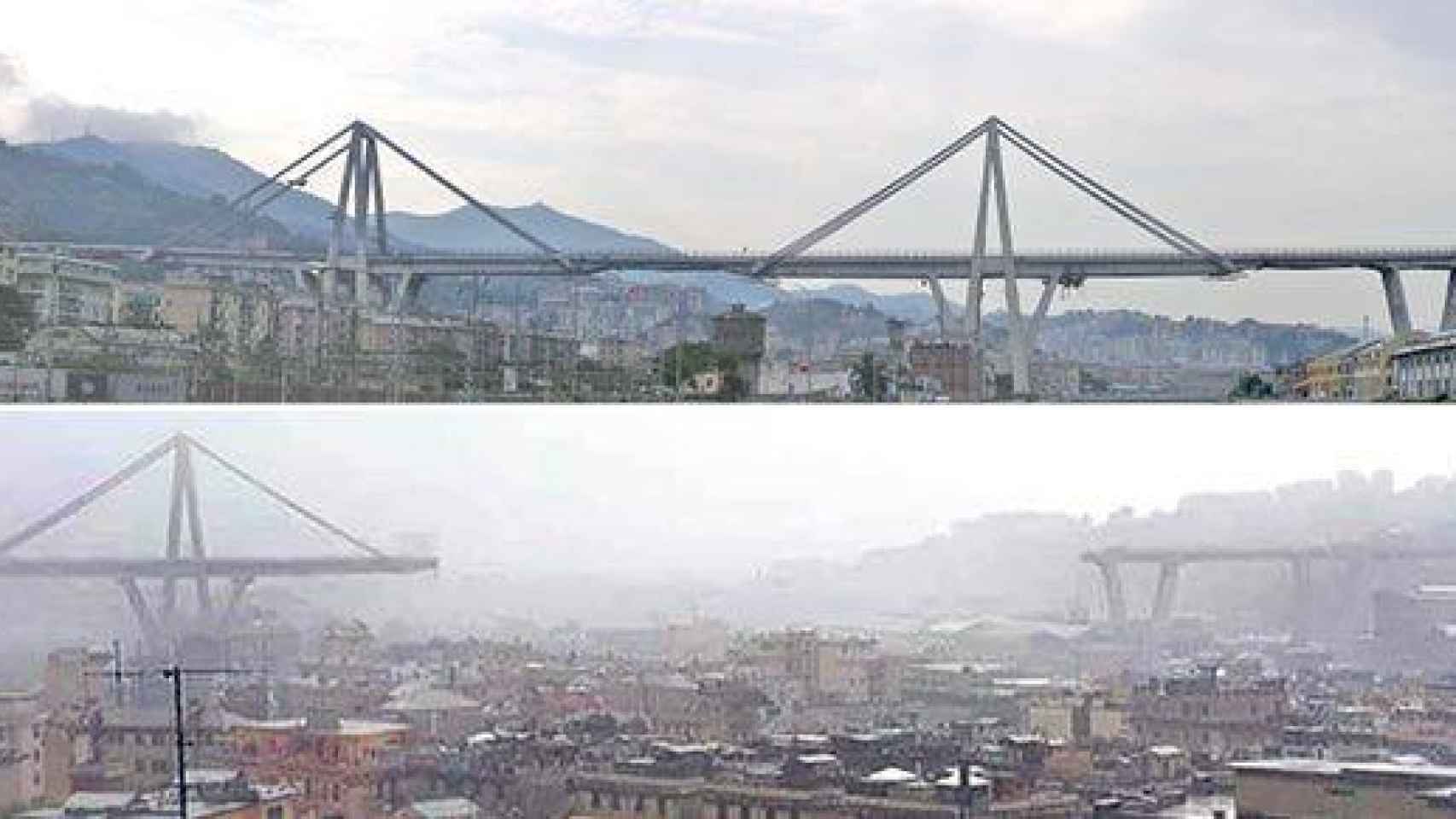 El antes y el después del puente.