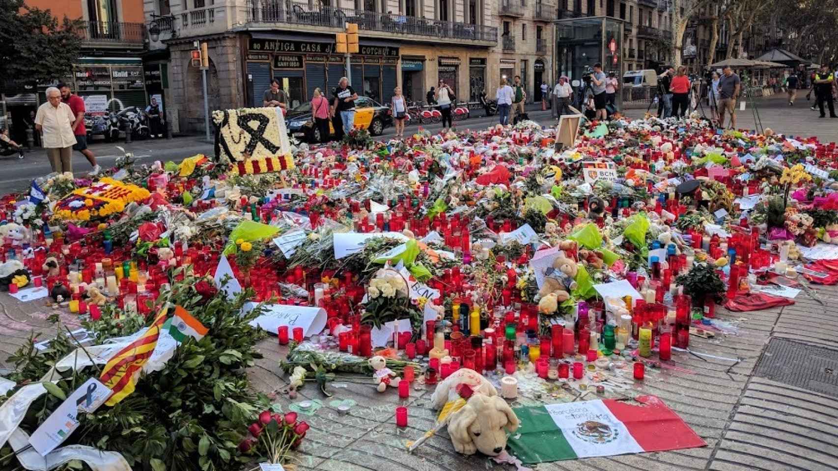Las Ramblas de Barcelona en los días posteriores al atentado