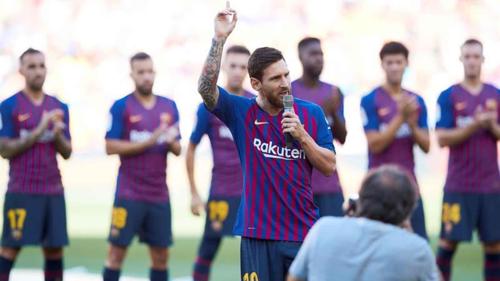 Leo Messi en la presentación previa al Joan Gamper