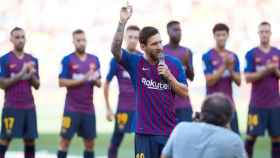 Leo Messi en la presentación previa al Joan Gamper