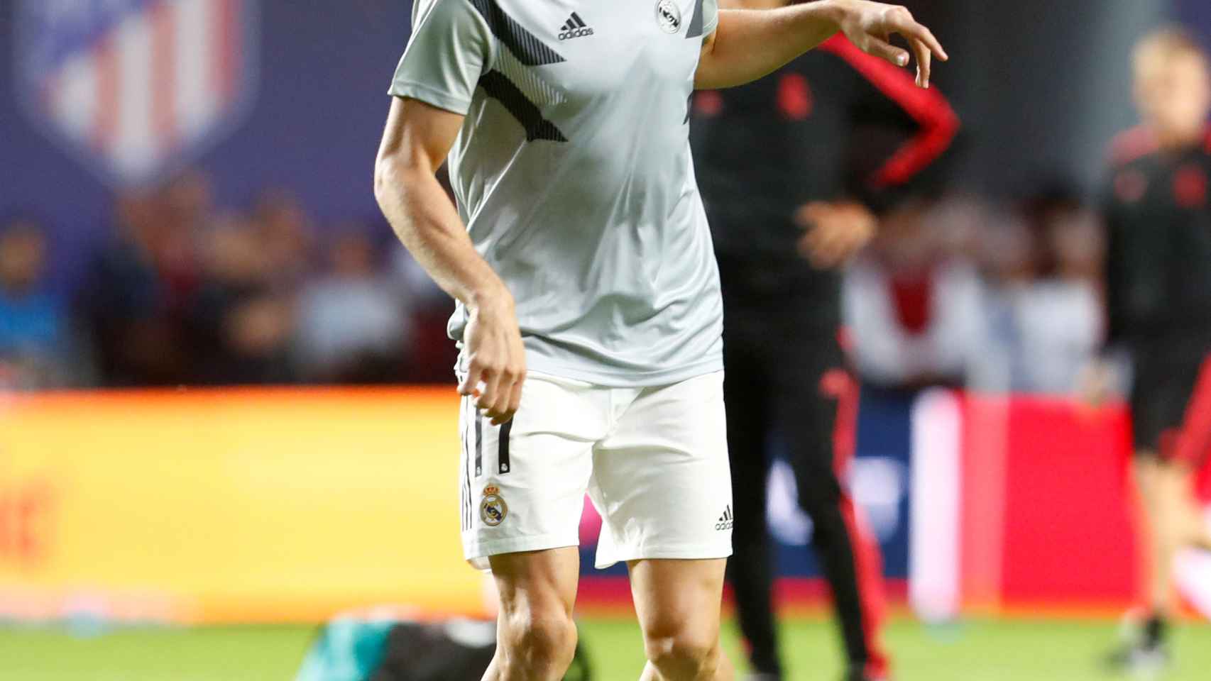 Gareth Bale, durante el calentamiento de la Supercopa de Europa