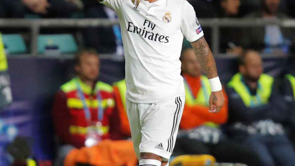 Marcelo celebra un gol del Real Madrid