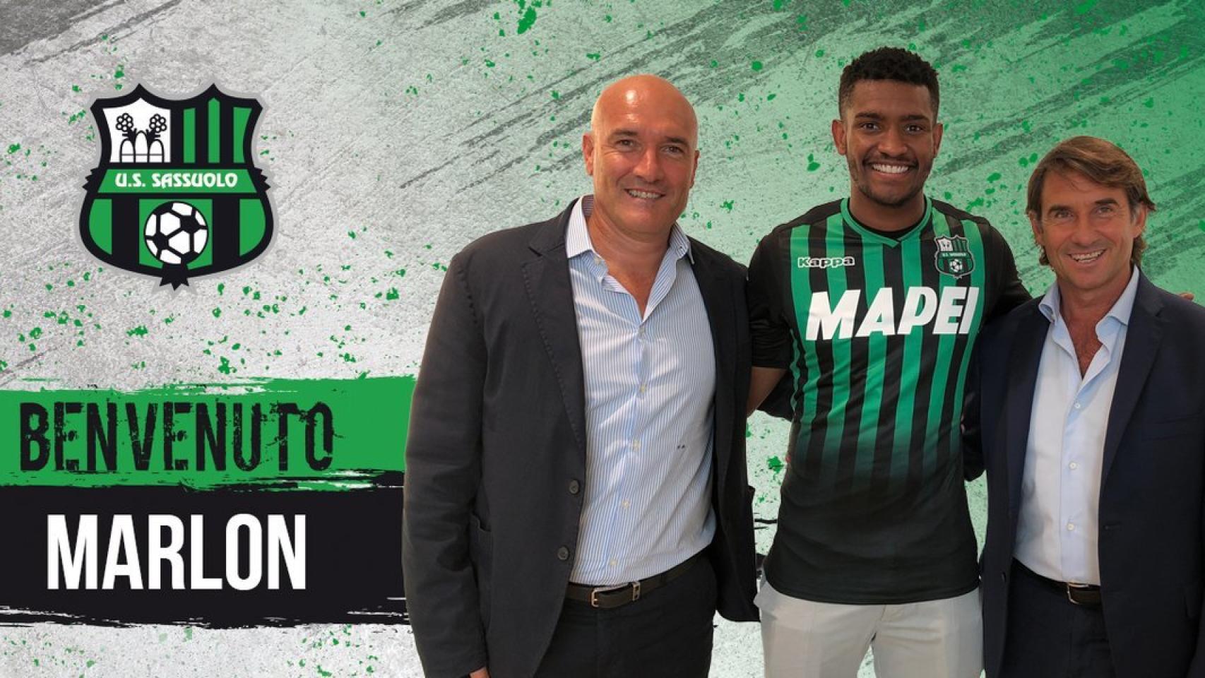 Marlon, nuevo jugador del Sassuolo. Foto: Twitter (@SassuoloUS)