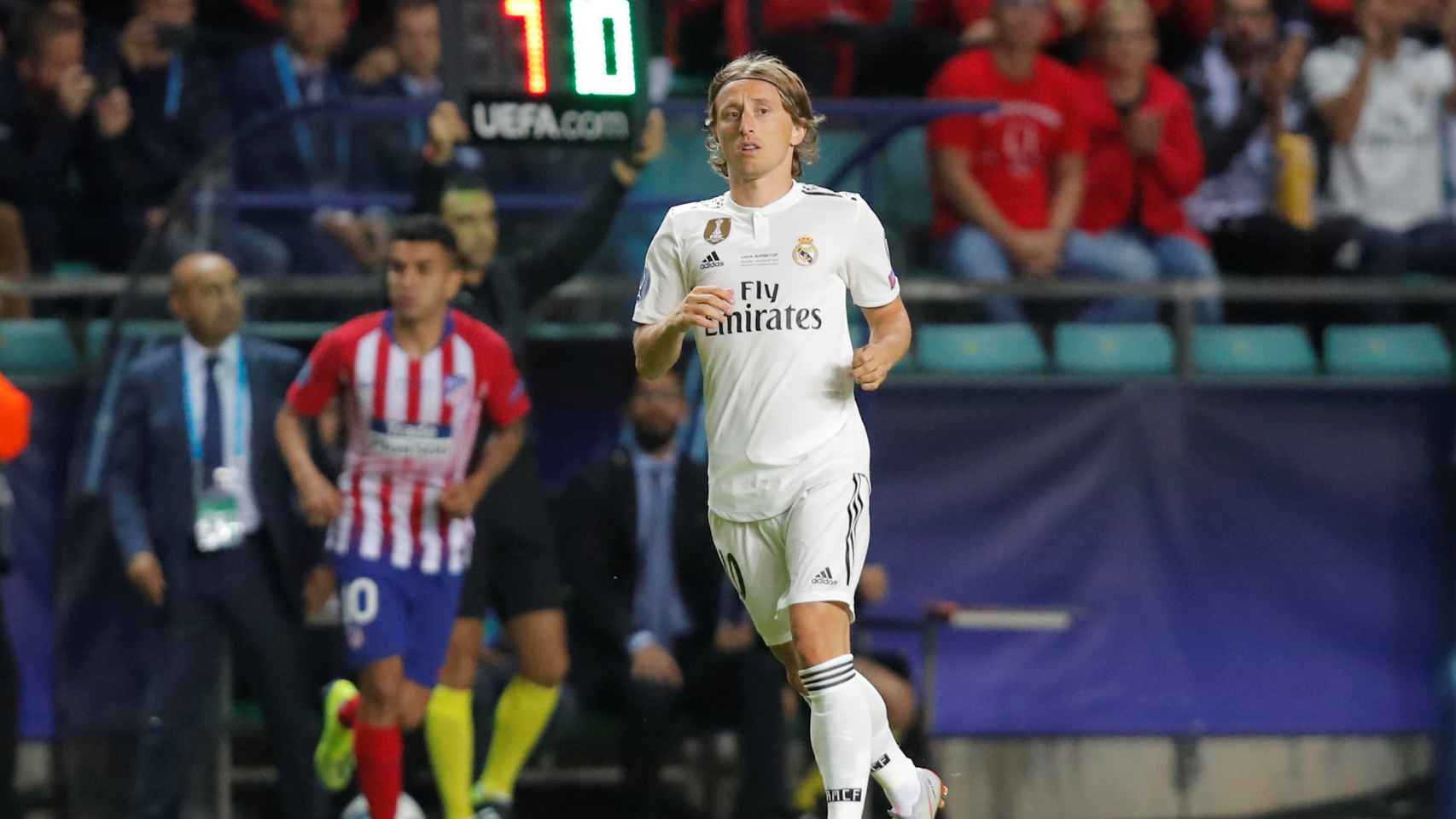 Modric durante un partido del Real Madrid ante el Atlético
