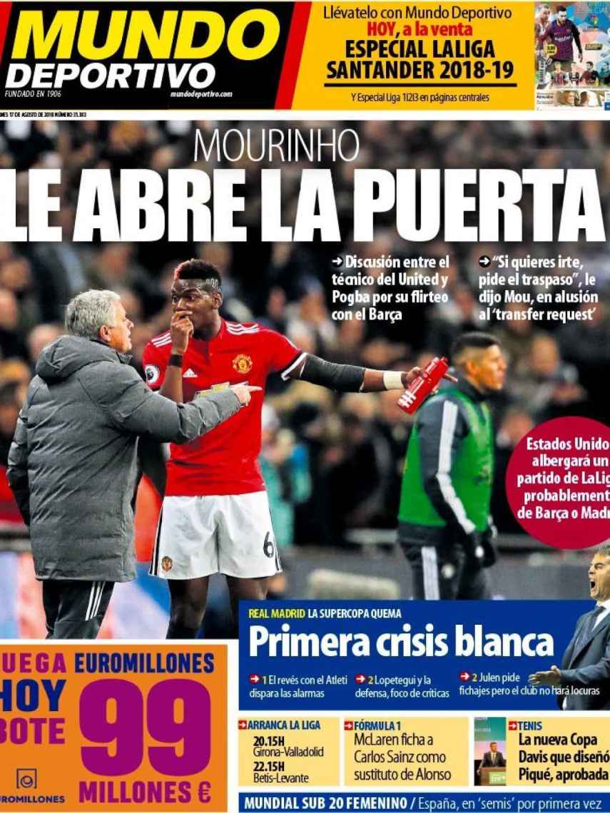 La portada del diario Mundo Deportivo (17/08/2018)