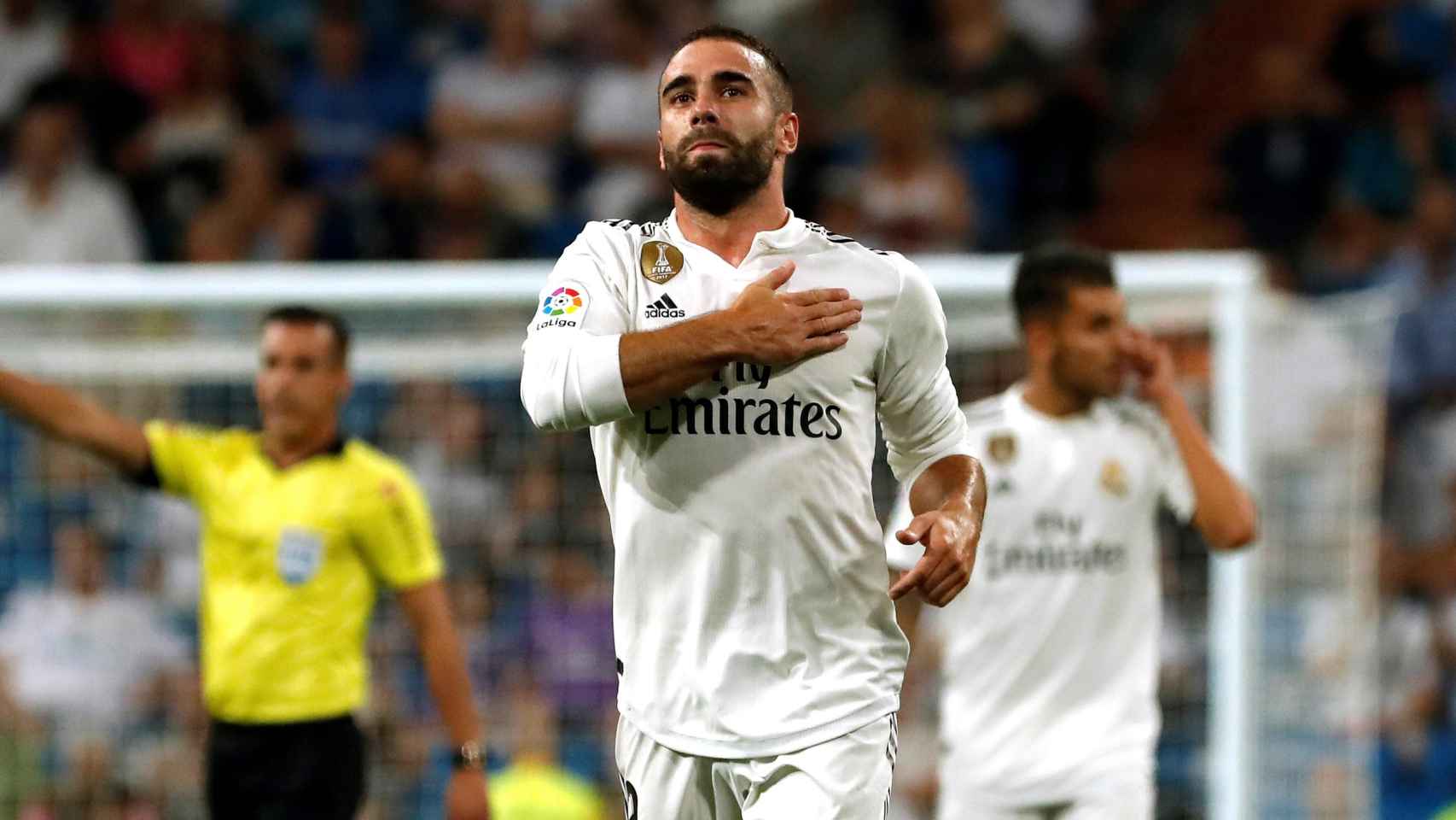 Dani Carvajal celebra un gol con el Real Madrid
