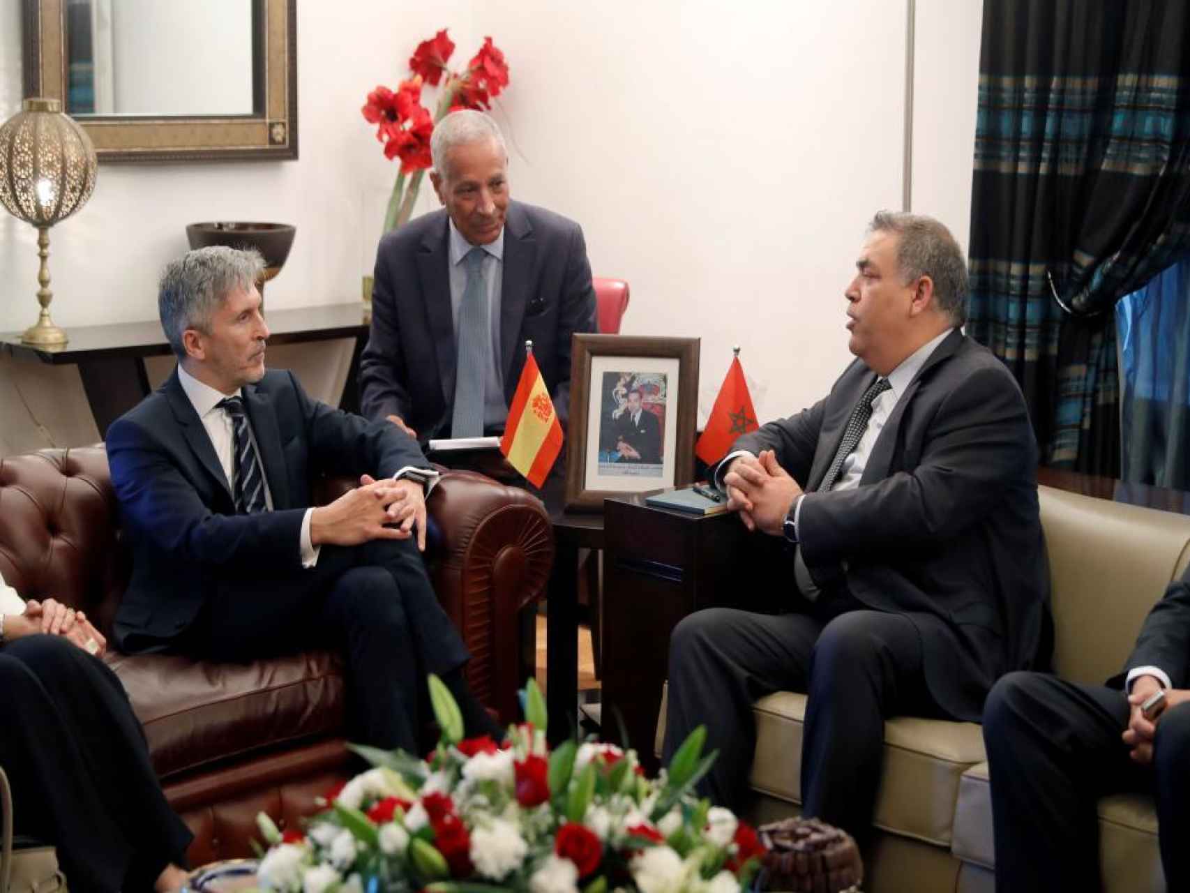 El ministro del Interior, Grande-Marlaska, reunido con su homólogo marroquí, Laftit.