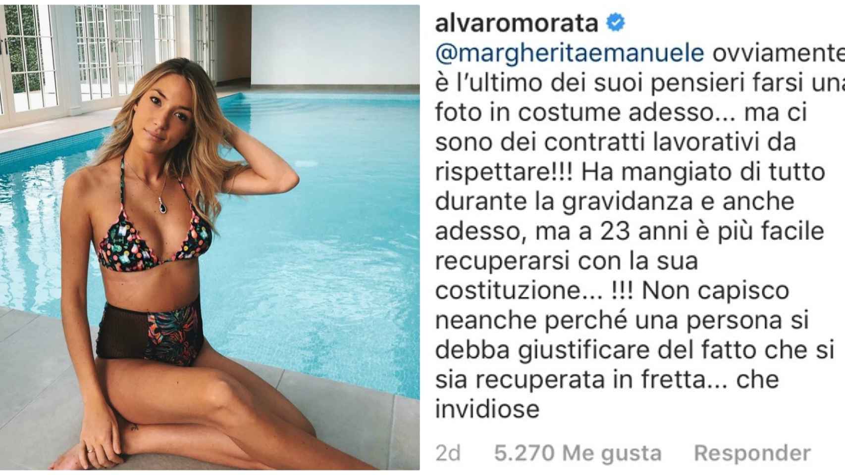 La respuesta de Morata en el Instagram de su mujer.