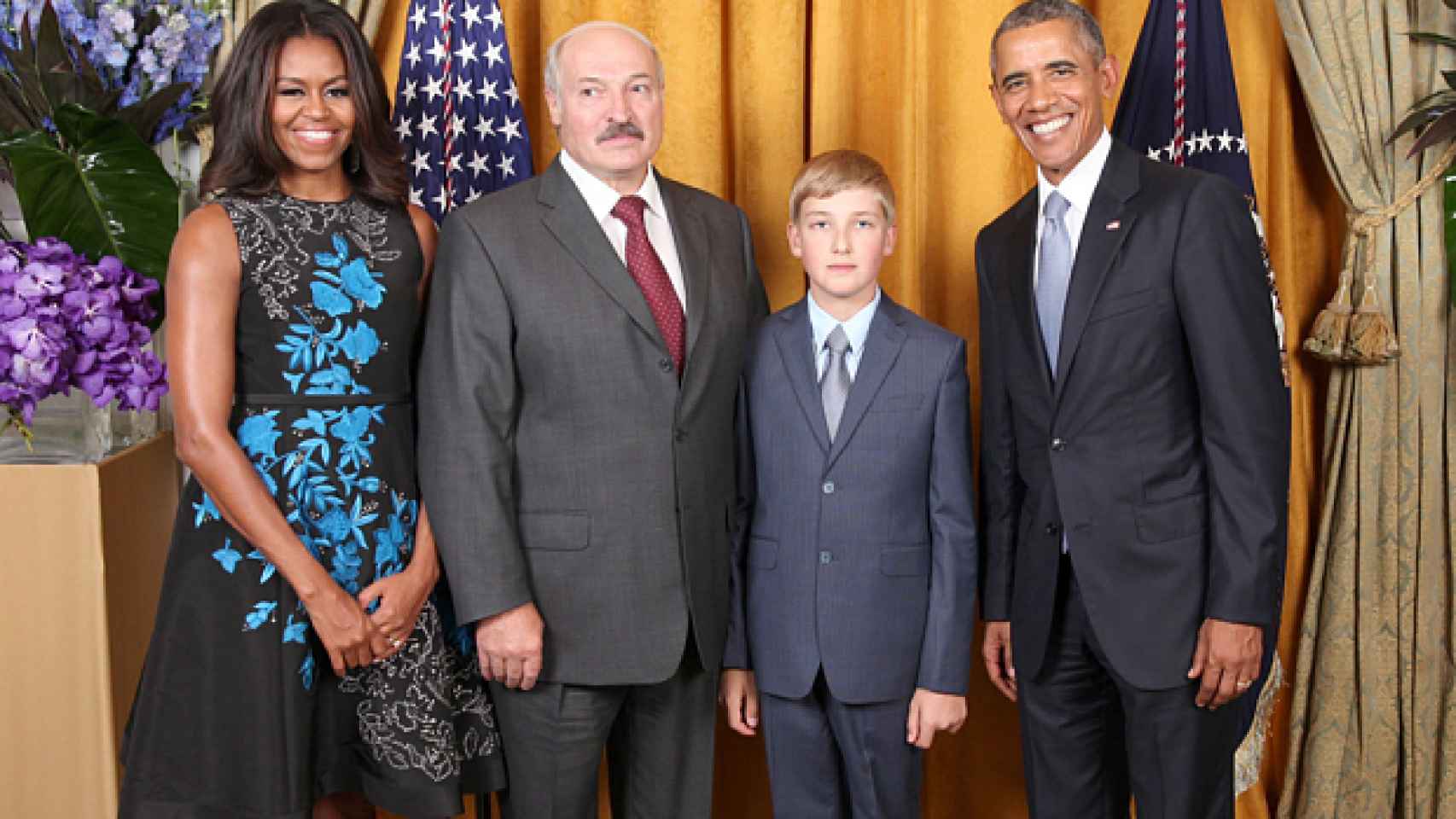 Los Lukashenko con los Obama en 2015