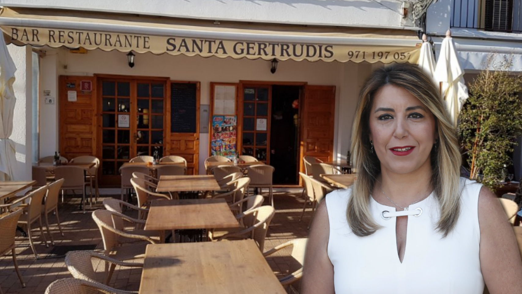 Susana Díaz frente al restaurante en un fotomontaje de Jaleos.