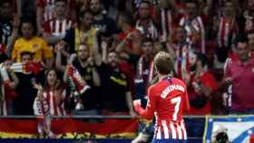 Griezmann celebra un gol ante la afición del Atlético de Madrid