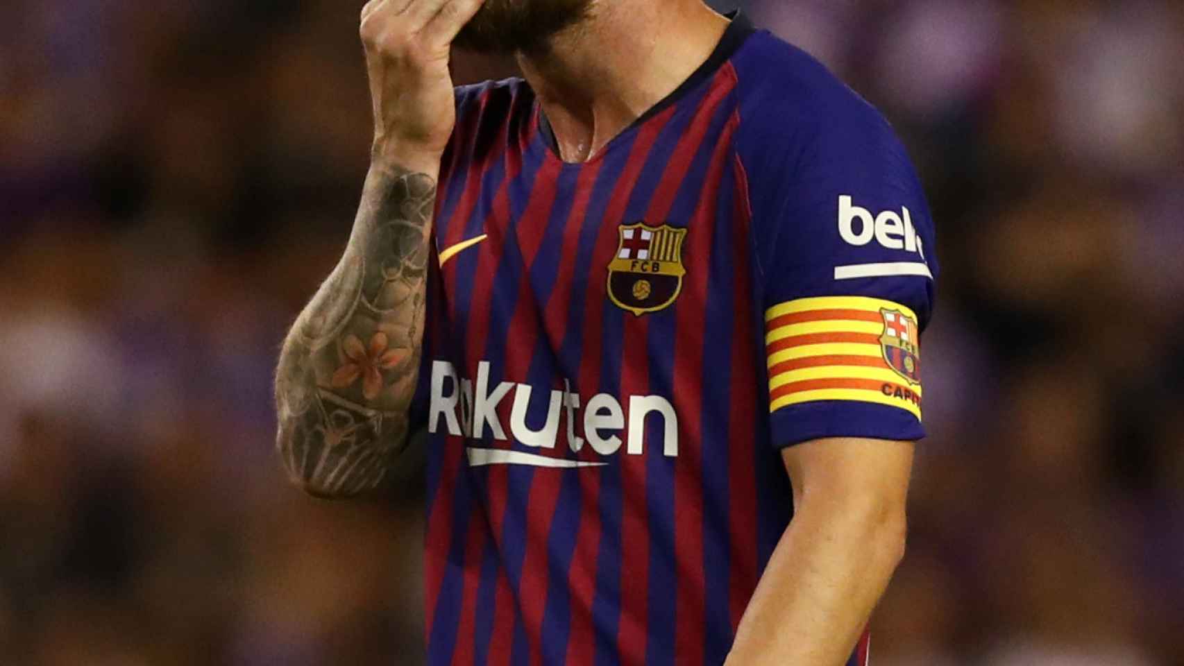 Messi lamenta una ocasión en el Real Valladolid - FC Barcelona