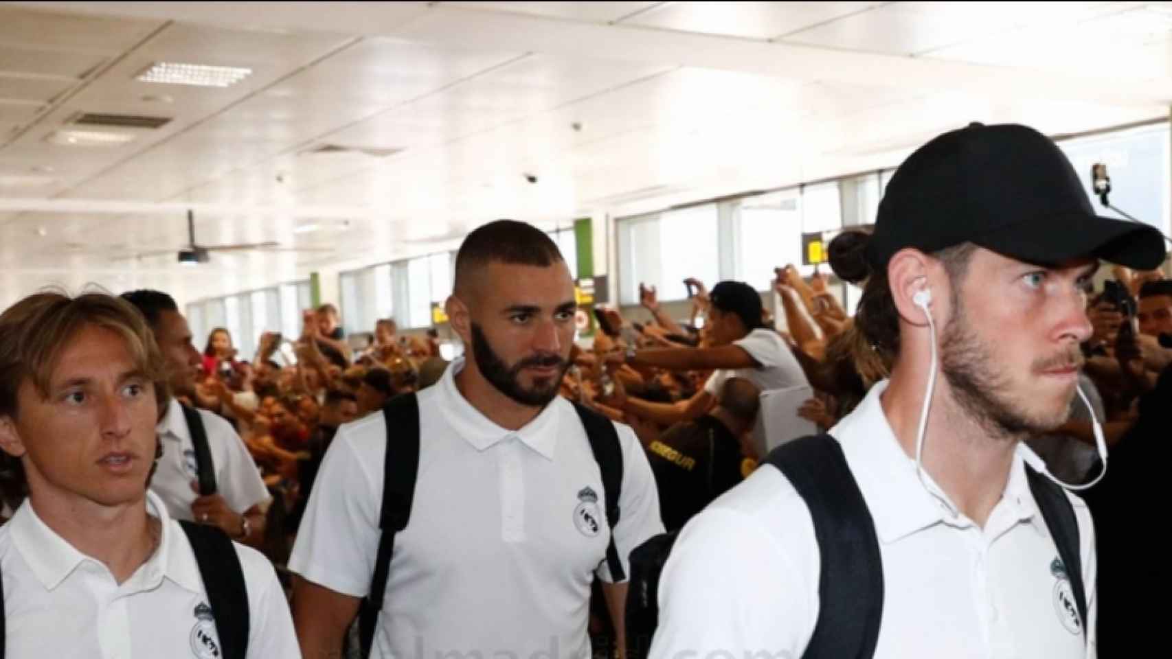 Los jugadores del Real Madrid a la llegada a Gerona