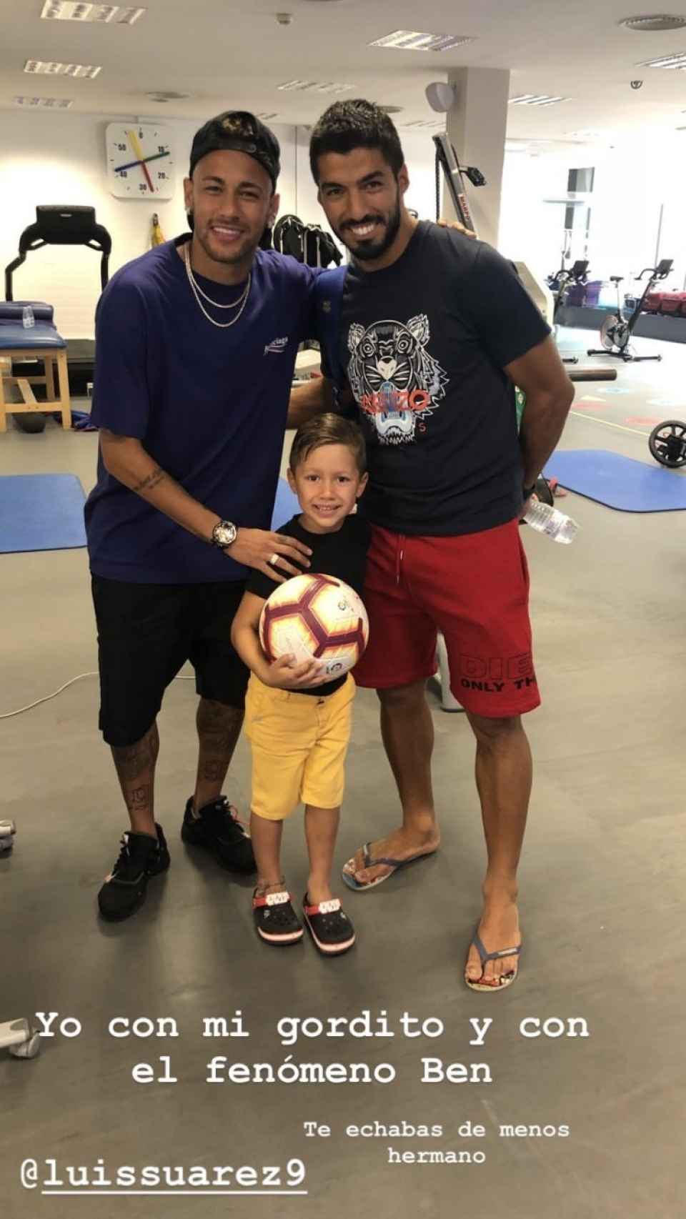 Neymar visita a Luis Suárez en el Barcelona. Foto: Instagram (@neymarjr)