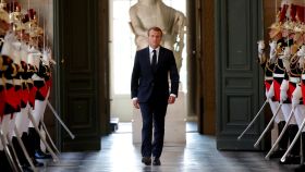 Macron, momentos antes de su discurso en el Palacio del Elíseo.