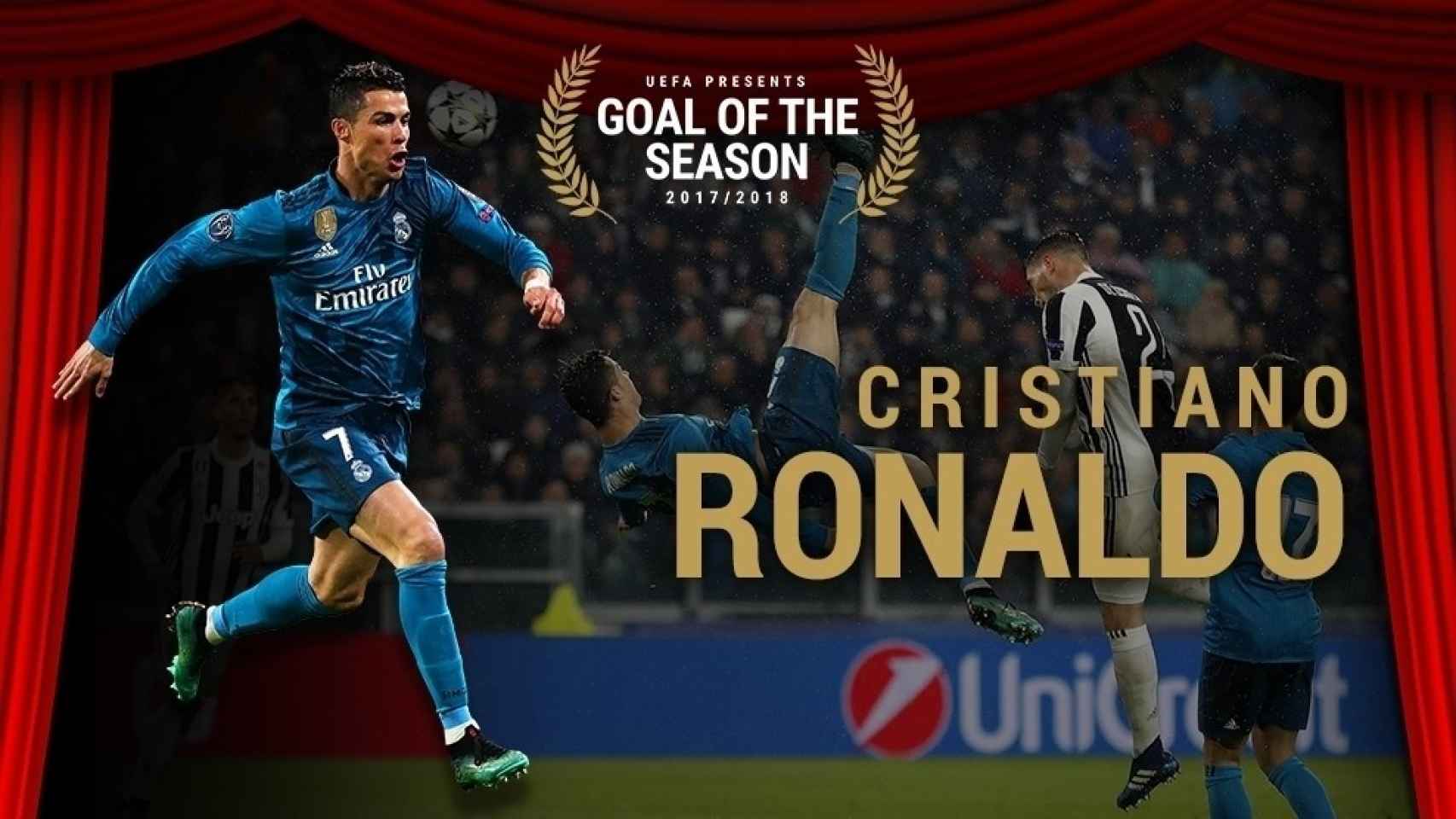 Cristiano Ronaldo, elegido gol de la temporada por la UEFA 2017/2018