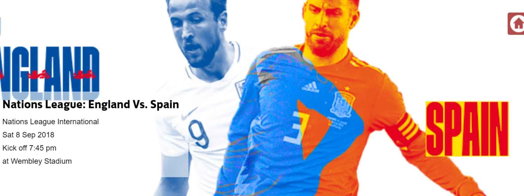 Cartel promocional del partido entre Inglaterra y España