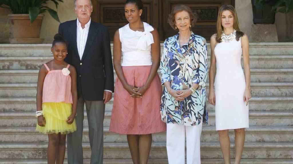 La Familia Real y Michelle Obama junto a su hija en Palma de Mallorca.