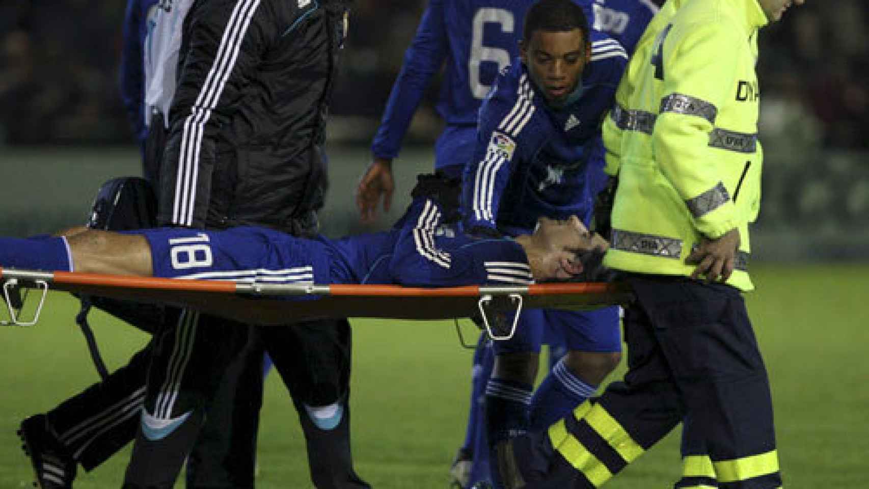 Rubén de la Red, tras desmayarse en un partido con el Real Madrid.