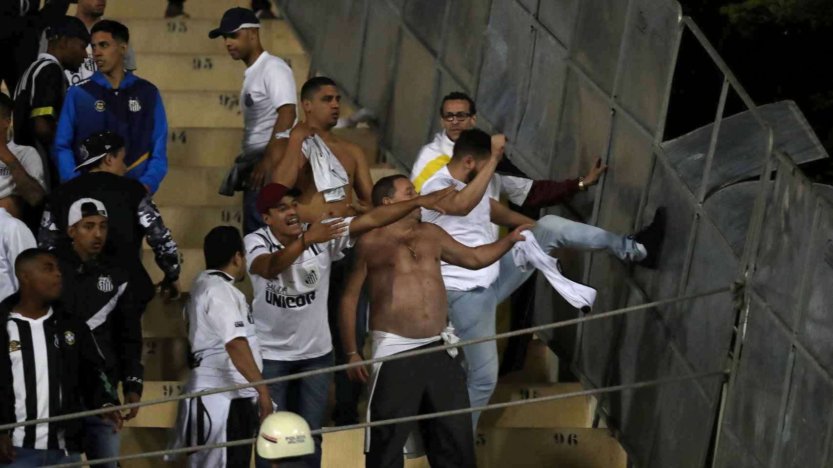 Aficionados del Santos durante el partido.