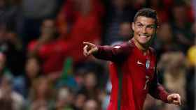 Cristiano durante un partido con Portugal