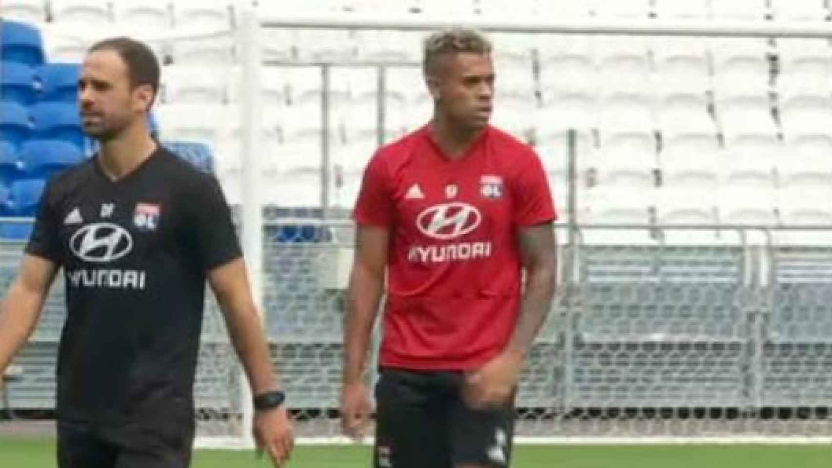 Mariano se entrena en solitario con el Lyon. Captura de Jugones.
