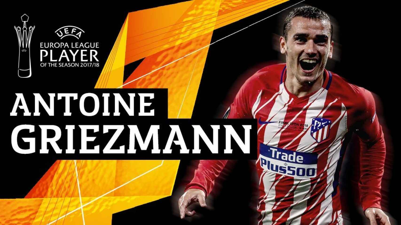 Griezmann elegido mejor jugador de la temporada en la Europa League. Foto: Twitter (@EuropaLeague)